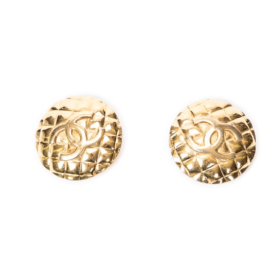 CC Quilted Round Clip On Earrings Ohrringe - Image 1