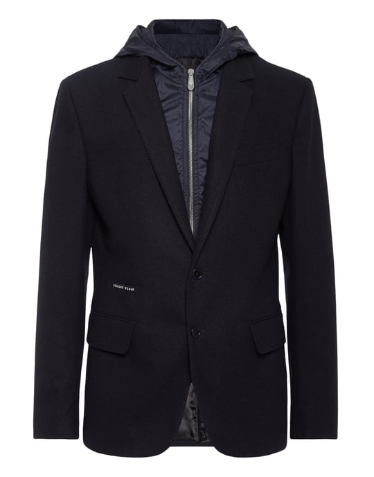 Blazer mit Kapuze aus wasserabweisender Wolle - Image 1