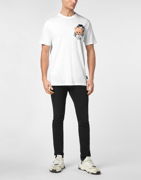 Philipp Plein T-Shirt mit Rundhalsausschnitt, Teddy-Finish - Weiß - Image 4