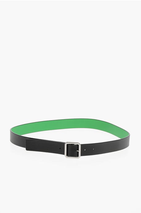 Wendbarer Ledergürtel mit Metallschnalle in Schwarz - Image 3