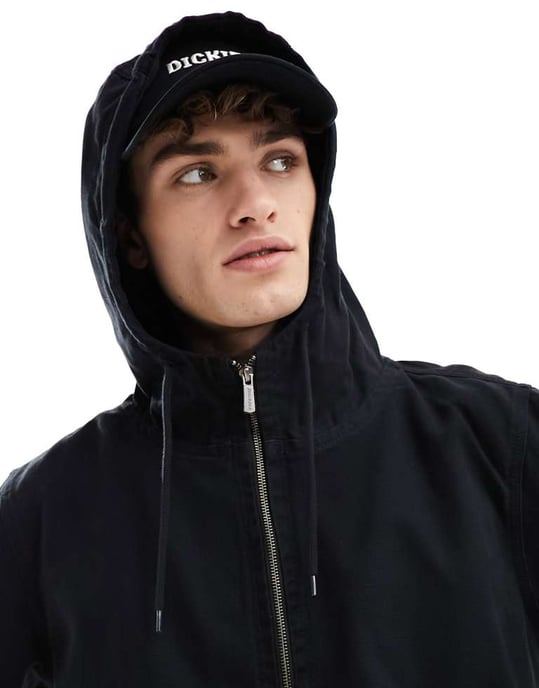 Dickies – Ungefütterte Kapuzenjacke aus Duck Canvas in verwaschenem Schwarz - Image 2