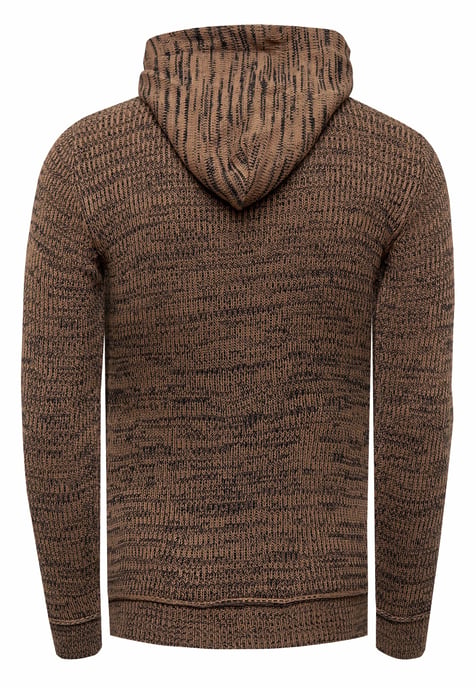 1/2 Zip Grobstrick Slim Fit Kapuzen-Pullover - Image 2