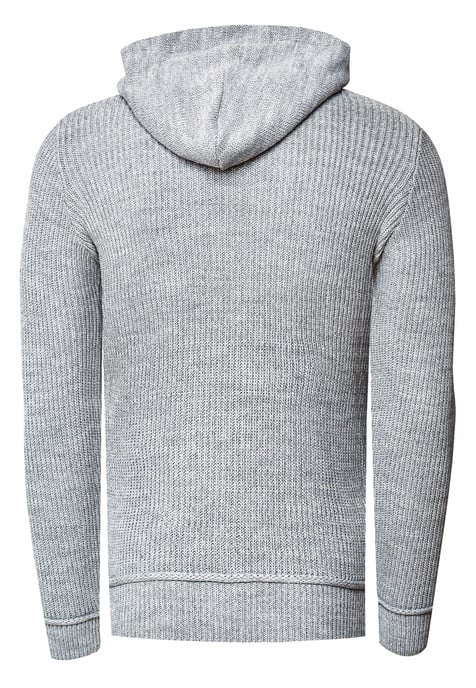 1/2 Zip Grobstrick Slim Fit Kapuzen-Pullover - Image 2