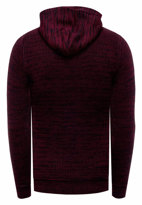 1/2 Zip Grobstrick Slim Fit Kapuzen-Pullover - Image 2