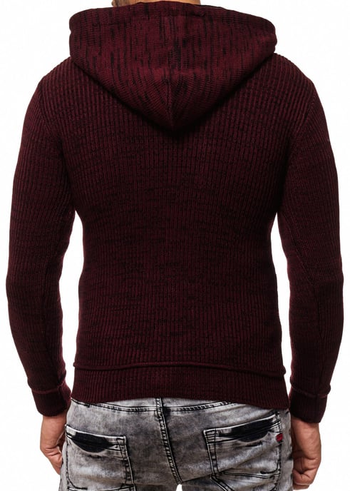 1/2 Zip Grobstrick Slim Fit Kapuzen-Pullover - Image 5