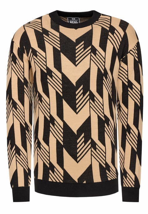 Kontrast Feinstrick Rundhals-Pullover - Image 1