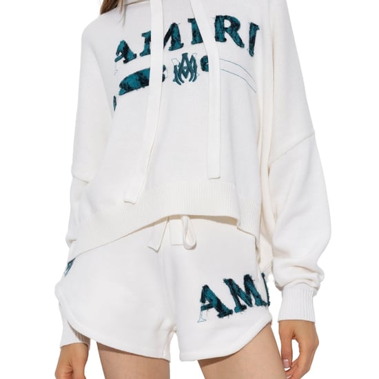 Amiri Leopard MA Bar Logo Weißer Strickhoodie - Image 3