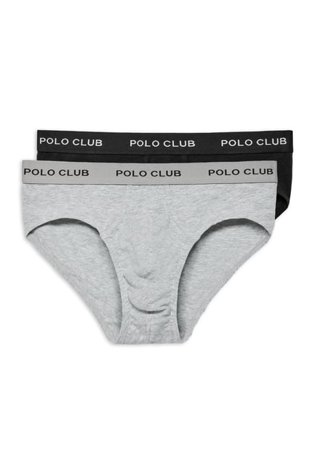 Slips im Zweierpack schwarz und grau mit Polo Club Logo-Detail - Image 1