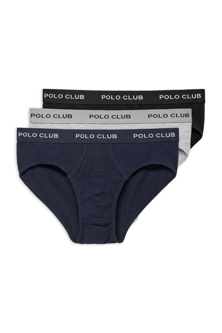 Slips im Dreierpack schwarz, grau und marineblau mit Polo Club Logo-Detail - Image 1