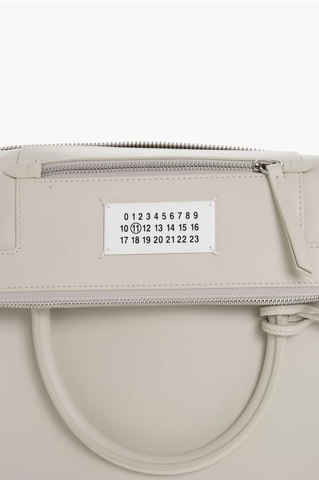 MM11 5AC Tragetasche aus Leder mit abnehmbarem Schultergurt in Beige - Image 4