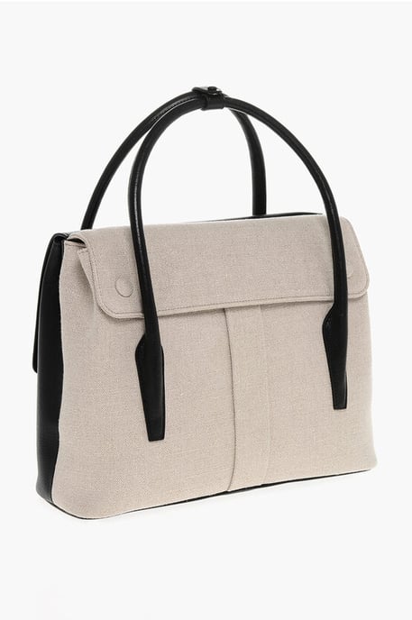 Tragetasche aus Canvas und Leder mit verstellbarem Schultergurt in Schwarz - Image 2