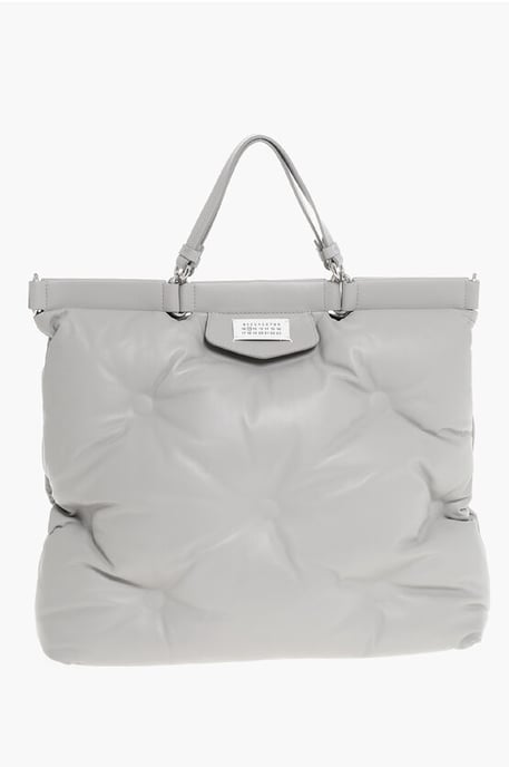 MM11 Tragetasche GLAM SLAM aus gestepptem Leder in Grau - Image 1