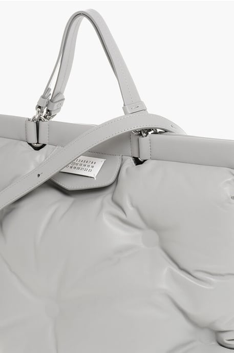 MM11 Tragetasche GLAM SLAM aus gestepptem Leder in Grau - Image 3