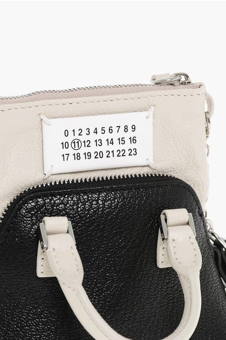 MM11 Zweifarbige 5AC Minitasche aus Leder in Schwarz und Weiß - Image 4