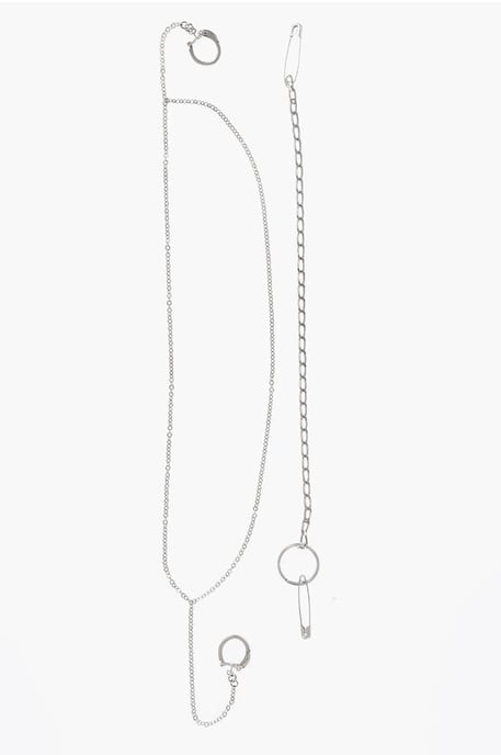 MM6 Pins mit Sicherheitsnadeln und Kettendesign in Silber - Image 1