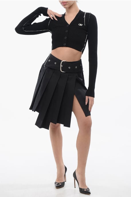 Kurzer Cardigan mit Kontrastnähten in Schwarz - Image 3