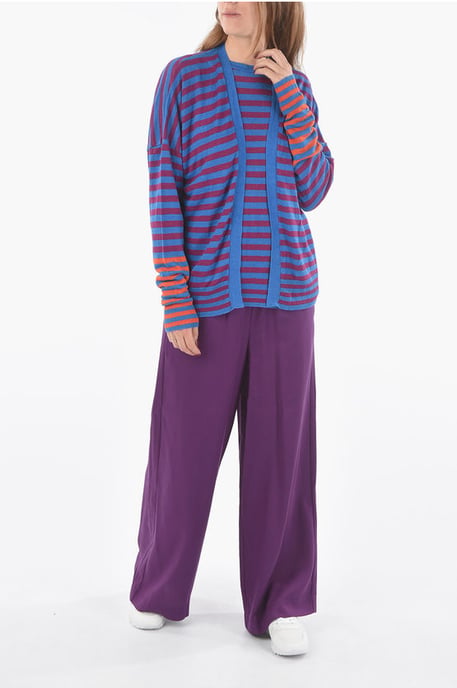 Gestreifte Strickjacke aus Flachs mit offener Vorderseite in Mehrfarbig - Image 4