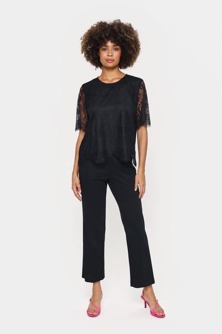 Kurzarm-Bluse Gerade Passform black - Image 1