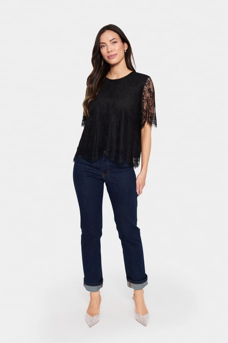 Kurzarm-Bluse Gerade Passform black - Image 2
