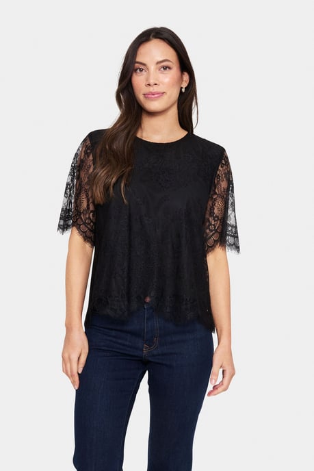 Kurzarm-Bluse Gerade Passform black - Image 4