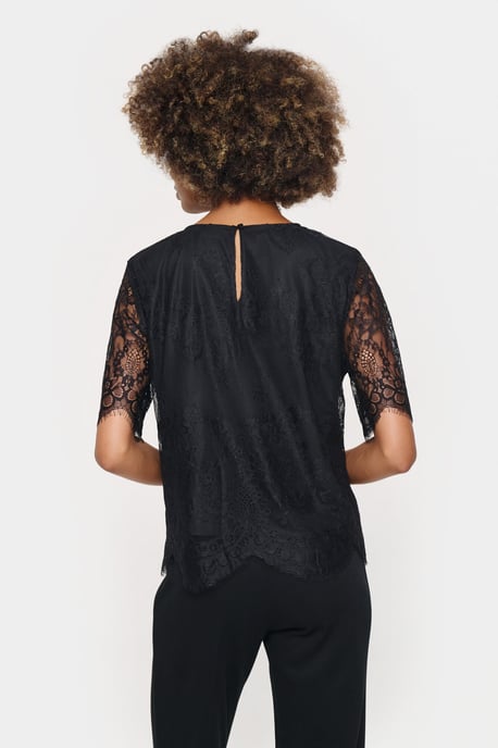 Kurzarm-Bluse Gerade Passform black - Image 5