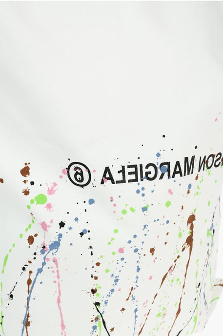 MM6 Maxi-Tragetasche aus Canvas mit Farbspritzer-Print und Logo in Weiß - Image 4