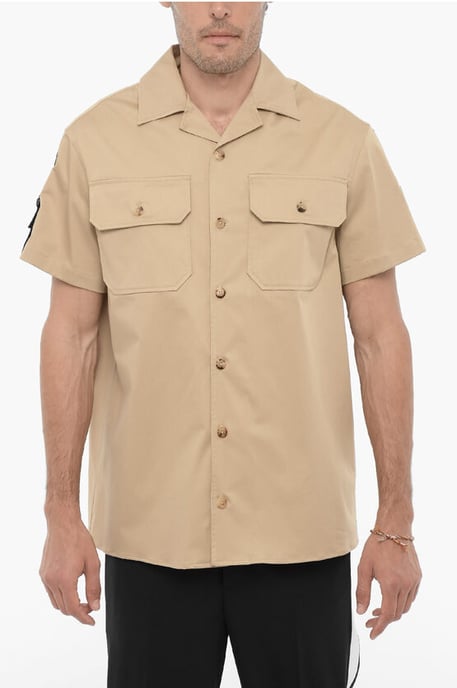 Kurzarm-Saharan-Hemd mit doppelter Brusttasche in Beige - Image 1