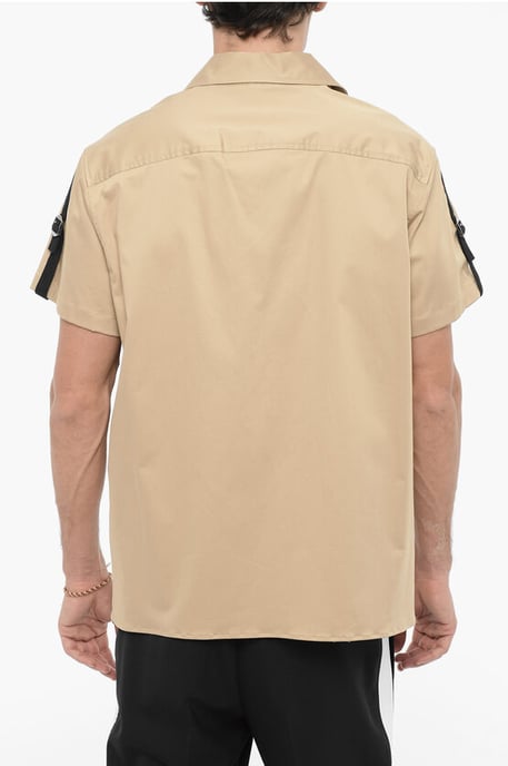 Kurzarm-Saharan-Hemd mit doppelter Brusttasche in Beige - Image 2