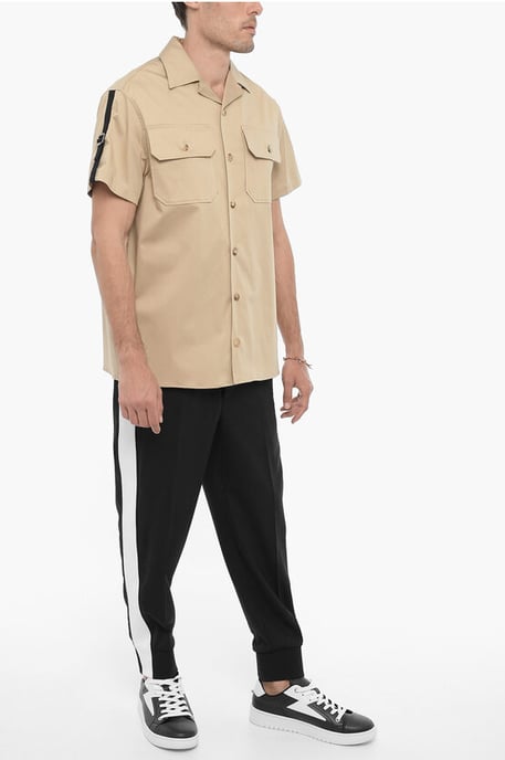 Kurzarm-Saharan-Hemd mit doppelter Brusttasche in Beige - Image 4