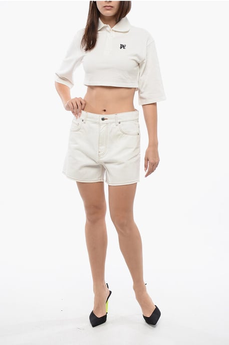 Hoch taillierte VINTAGE-Jeansshorts in Weiß - Image 4