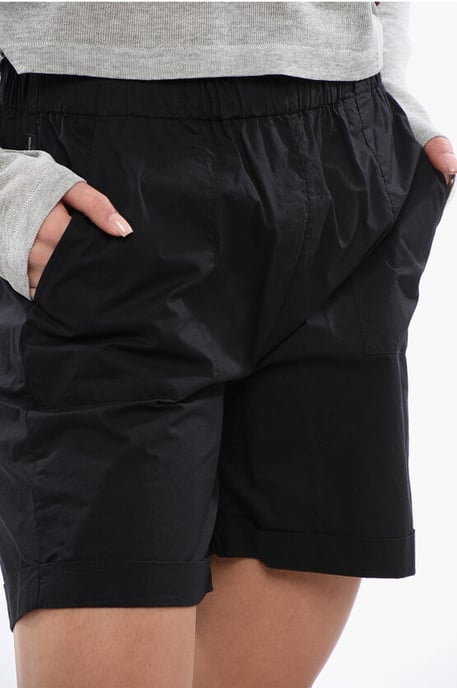 Baumwollshorts mit elastischem Bund in Schwarz - Image 3