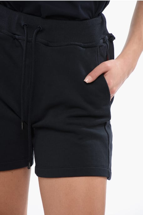Shorts aus gebürsteter Baumwolle mit gesticktem Logo in Blau - Image 3