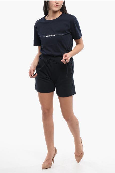 Shorts aus gebürsteter Baumwolle mit gesticktem Logo in Blau - Image 4
