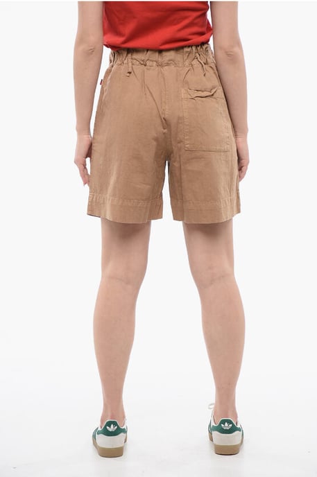 Leinen-Mix-Shorts mit elastischem Bund in Beige - Image 2