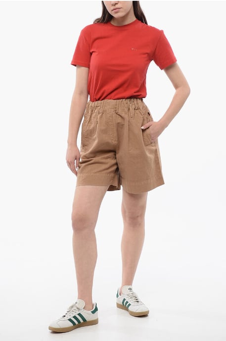 Leinen-Mix-Shorts mit elastischem Bund in Beige - Image 4