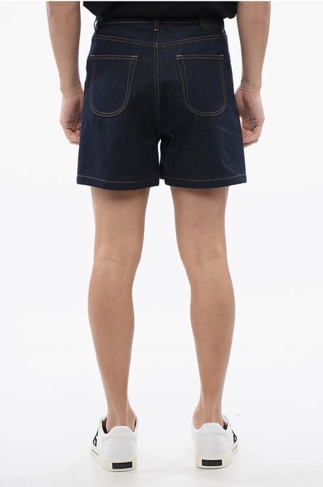 Raw Wash 90SLOGO Bestickte Jeansshorts in Blau - Image 2