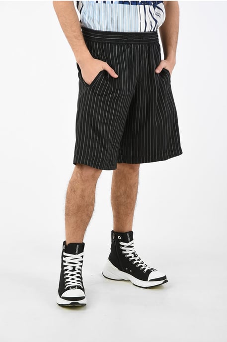 Neil Barrett Bleistift-Shorts mit Streifen und Kordelzug in der Taille - Schwarz - Image 1