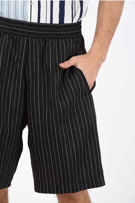 Neil Barrett Bleistift-Shorts mit Streifen und Kordelzug in der Taille - Schwarz - Image 3