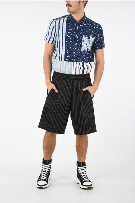 Neil Barrett Bleistift-Shorts mit Streifen und Kordelzug in der Taille - Schwarz - Image 4