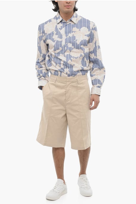 Einfarbige Straight Fit Bermuda in Beige - Image 3