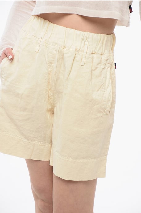 Leinen-Mix-Shorts mit elastischem Bund in Beige - Image 3