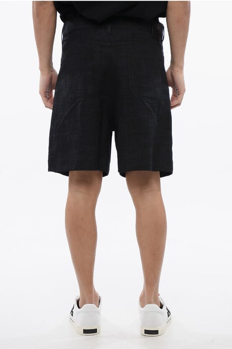 Leinenshorts mit 90SLOGO-Stickerei in Blau - Image 2