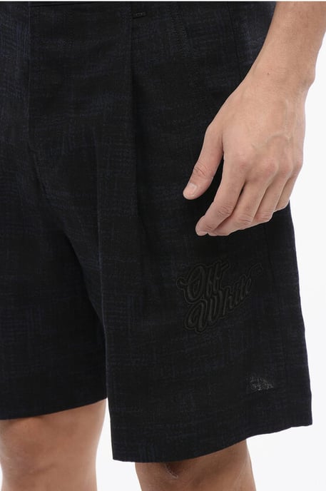 Leinenshorts mit 90SLOGO-Stickerei in Blau - Image 3