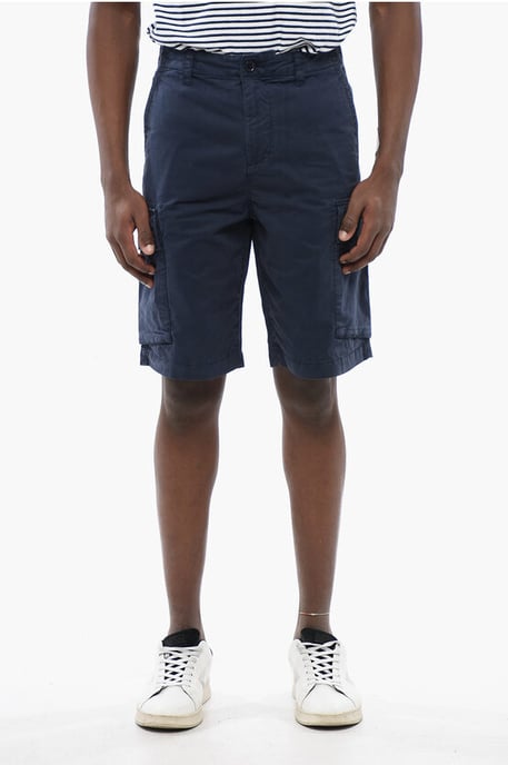 Baumwoll-Cargo-Shorts mit Gürtelschlaufen in Blau - Image 1