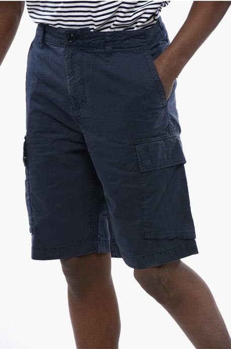 Baumwoll-Cargo-Shorts mit Gürtelschlaufen in Blau - Image 3
