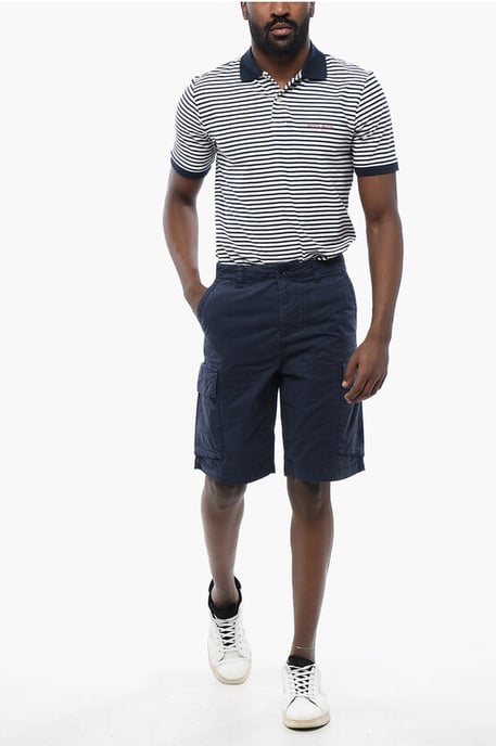 Baumwoll-Cargo-Shorts mit Gürtelschlaufen in Blau - Image 4