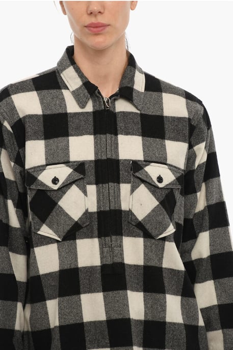 ARCHIVE Buffalo Checked POPOVER Overshirt mit Doppelbrust in Schwarz & Weiß - Image 3