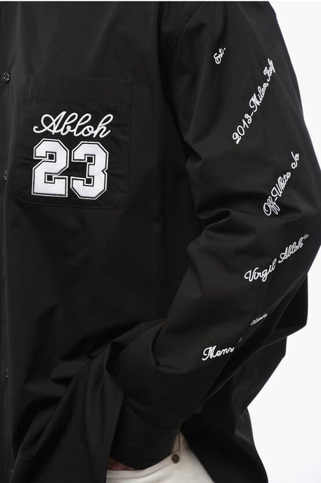 Besticktes Baumwollhemd 23 in Schwarz - Image 3