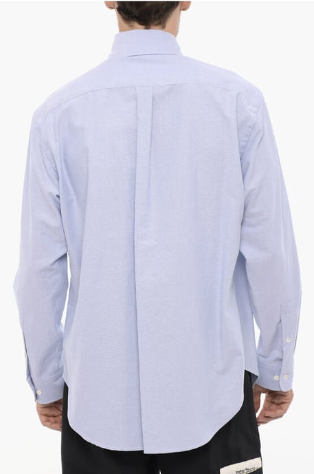 Piquet-Baumwoll-Button-Down-Hemd mit Brusttasche in Hellblau - Image 2