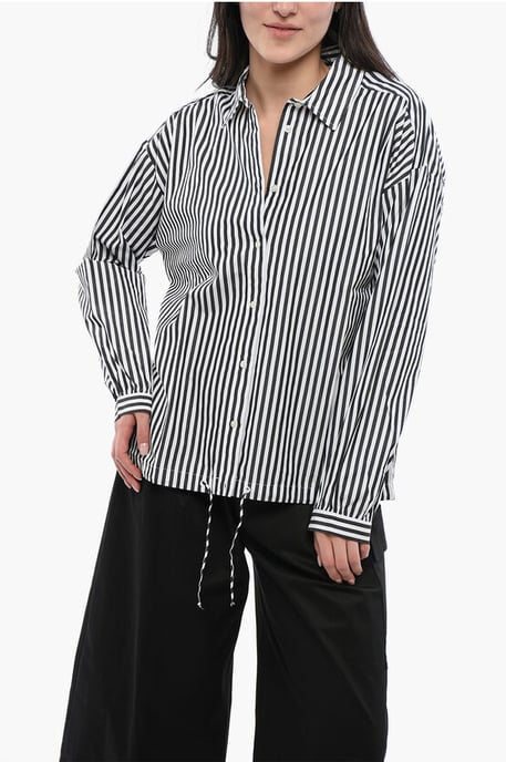 Awning Gestreiftes YARN-Shirt mit Kordelzug in Schwarz und Weiß - Image 1
